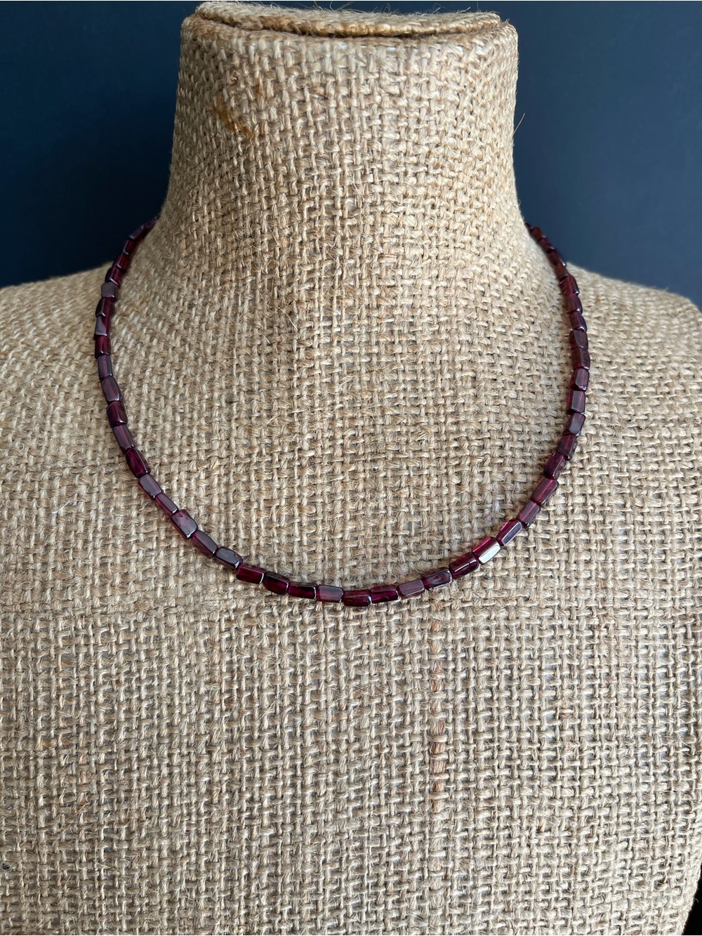 New Genuine Garnet Bead Necklace.